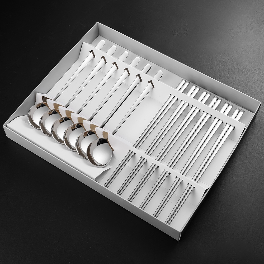 Set Thìa Đũa 6 bộ 12 Chiếc Inox 304 Không Gỉ Có Đầu Chống Trơn  Kèm Hộp Đựng Cao Cấp Siêu Đẹp Tiện Lợi