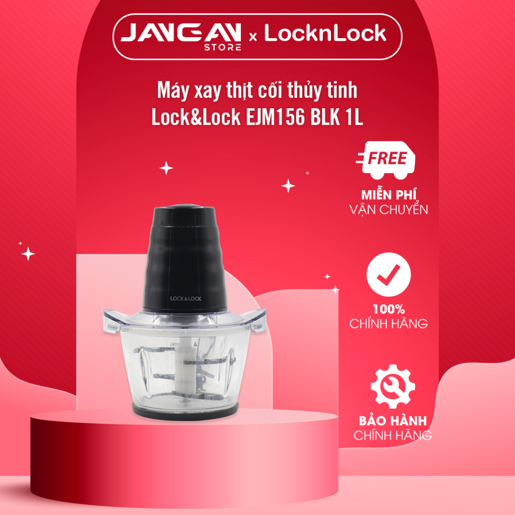 Máy xay thịt cối thủy tinh Lock&Lock EJM156 BLK 1L