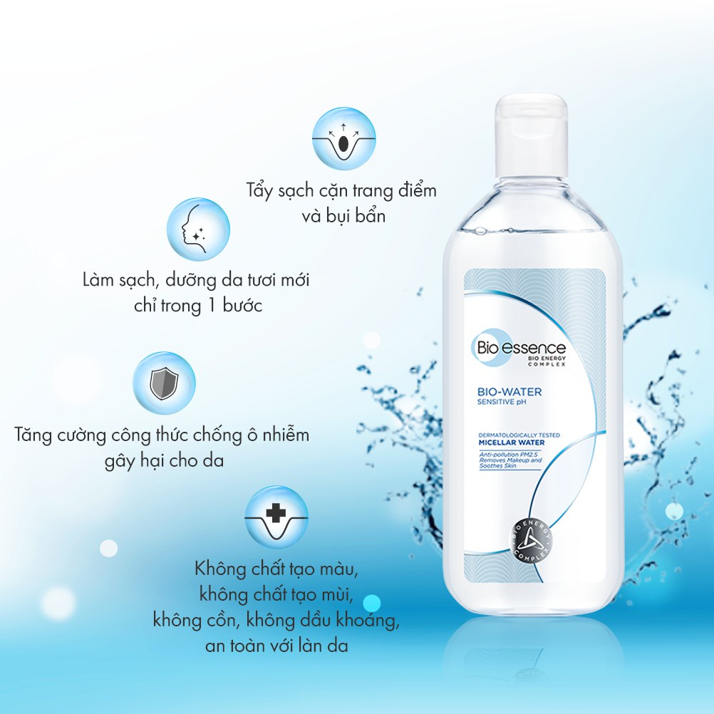 Combo 2 Nước tẩy trang ẩm mượt mịn màng Bio-Essence BioWater Micellar 400ml