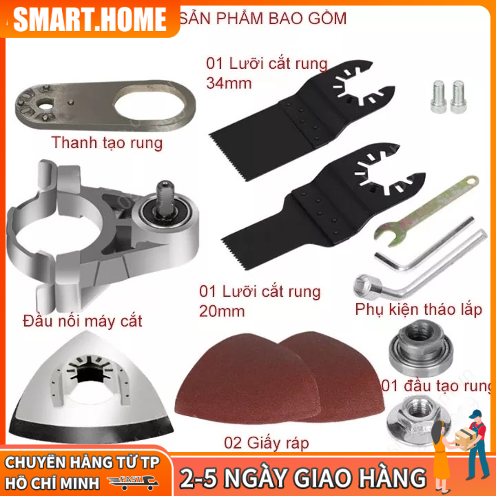 Máy cắt rung - bộ chuyển đổi máy cắt thành máy cắt rung tặng kèm 2 Lưỡi Cắt, Đĩa Chà Tam Giác
