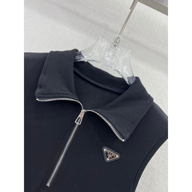 Đầm dài khôngbtay cổ ké khoá phong cách cao cấp Prada 2023