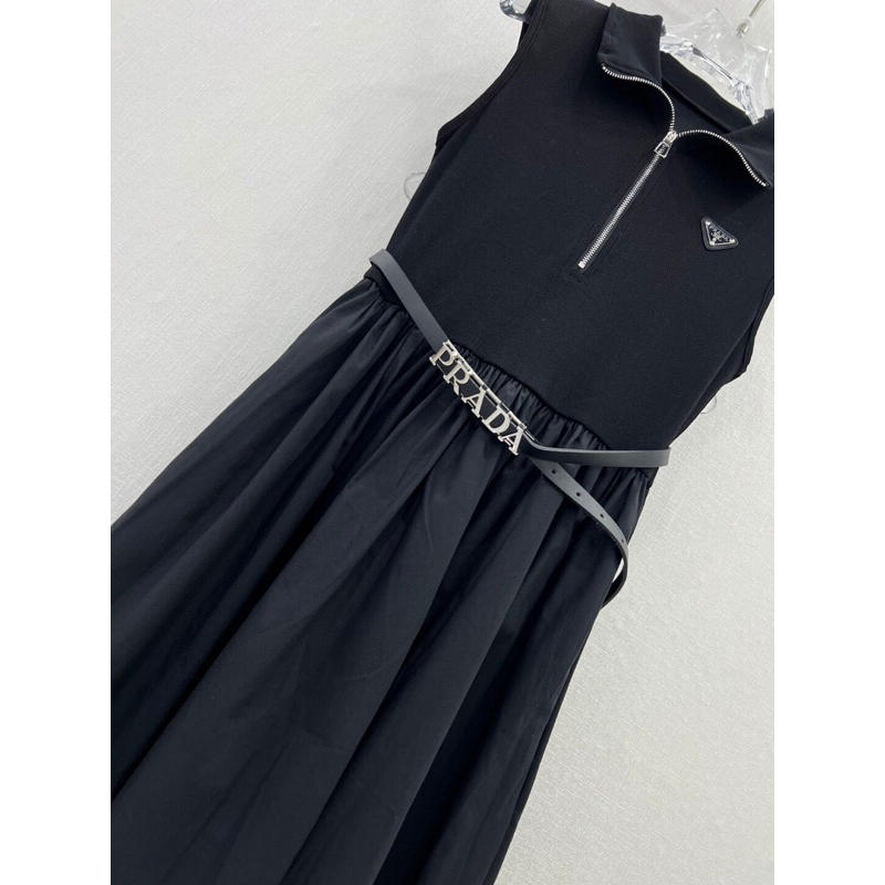 Đầm dài khôngbtay cổ ké khoá phong cách cao cấp Prada 2023