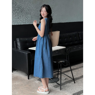 [RÁCH STORE] Đầm Denim - 2327 - Sát Vai - Nút Lưng - Cột Eo