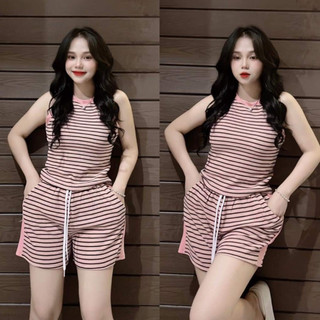🌟Đồ Bộ Nữ,Set Bộ Đùi Chất Gân Áo Sát Nách 4 Màu Bigsize Mặc Nhà Đi Chơi Mùa Hè Đẹp