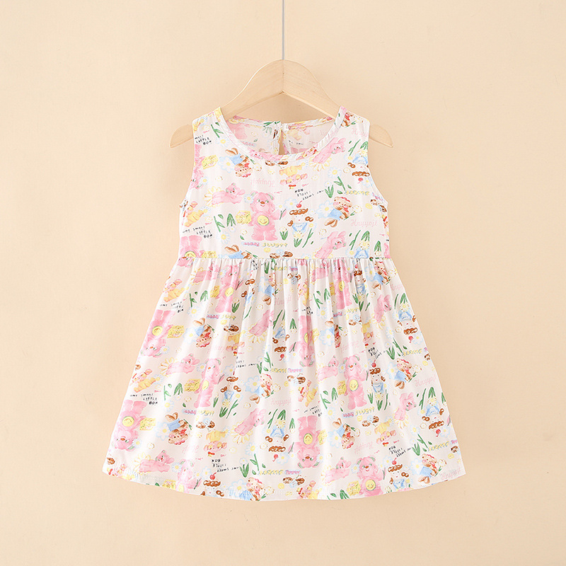 Váy Bé Gái Đầm Cho Bé Mặc Hè Nhiều Mẫu Họa Tiết ,Quảng Châu Loại 1 Vải Lanh Thoáng Mát Mềm Mại