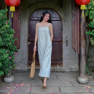 Đầm Form A Đầm 2 Dây Dáng Suông Nữ Tính Dễ Thương Đi Du Lịch Thời Trang Linen Hoa Đô Màu Muối Tiêu HD3046
