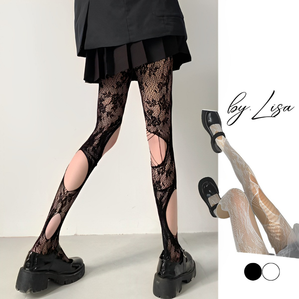 Quần tất lưới gợi cảm màu trắng cho nữ quần tất mắt lưới sexy màu đen phong cách ulzzang, Quần tất da Punk Gothic