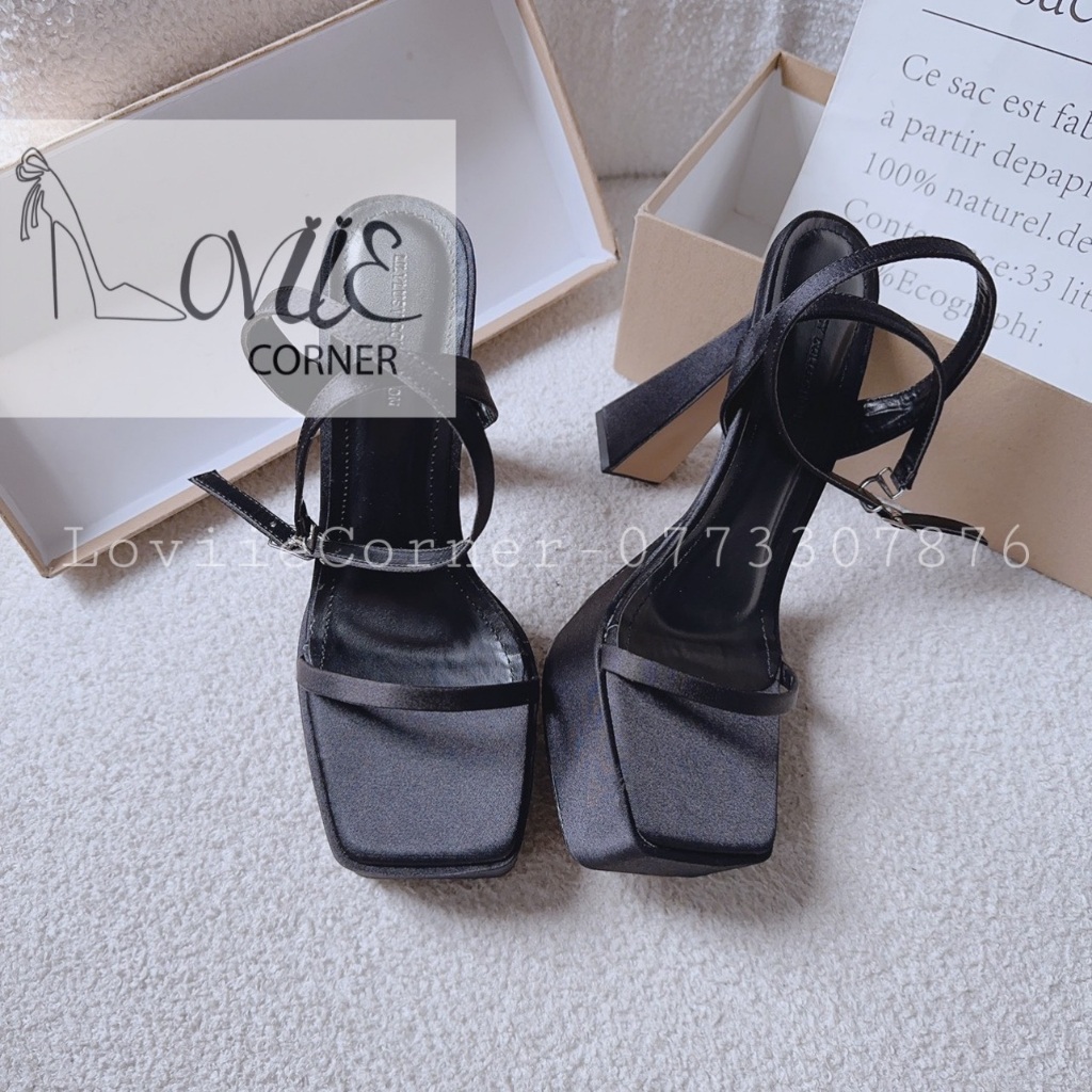 GIÀY CAO GÓT LOVIIECORNER - SANDAL QUAI NGANG MẢNH PHONG CÁCH THỜI TRANG NỮ MŨI VUÔNG HIỆN ĐẠI G230610