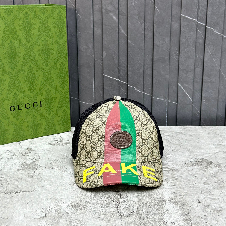 Mũ lưỡi trai, nón kết Gucci Nâu Not Fake họa tiết kẻ sọc màu fullbox bill thẻ La fullbox