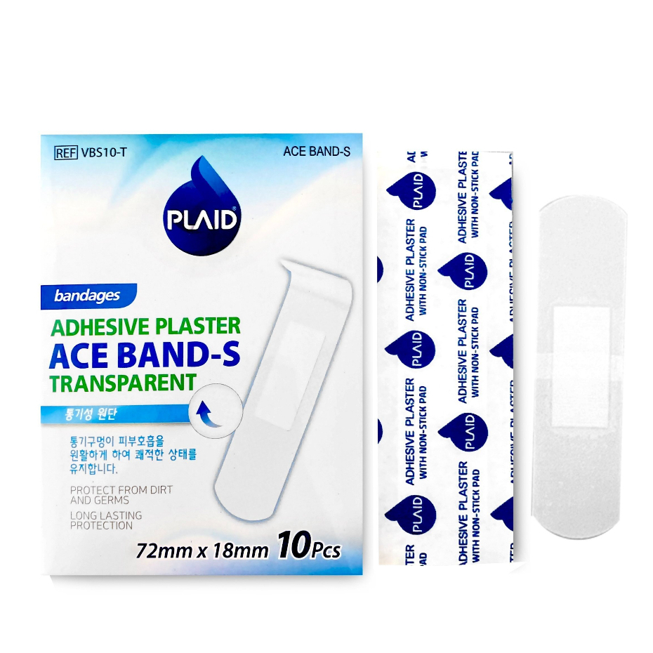 Băng keo cá nhân trong suốt Ace Band-S Transparent size 72mm x 18mm ( Hộp 10 miếng / Hộp 100 miếng)