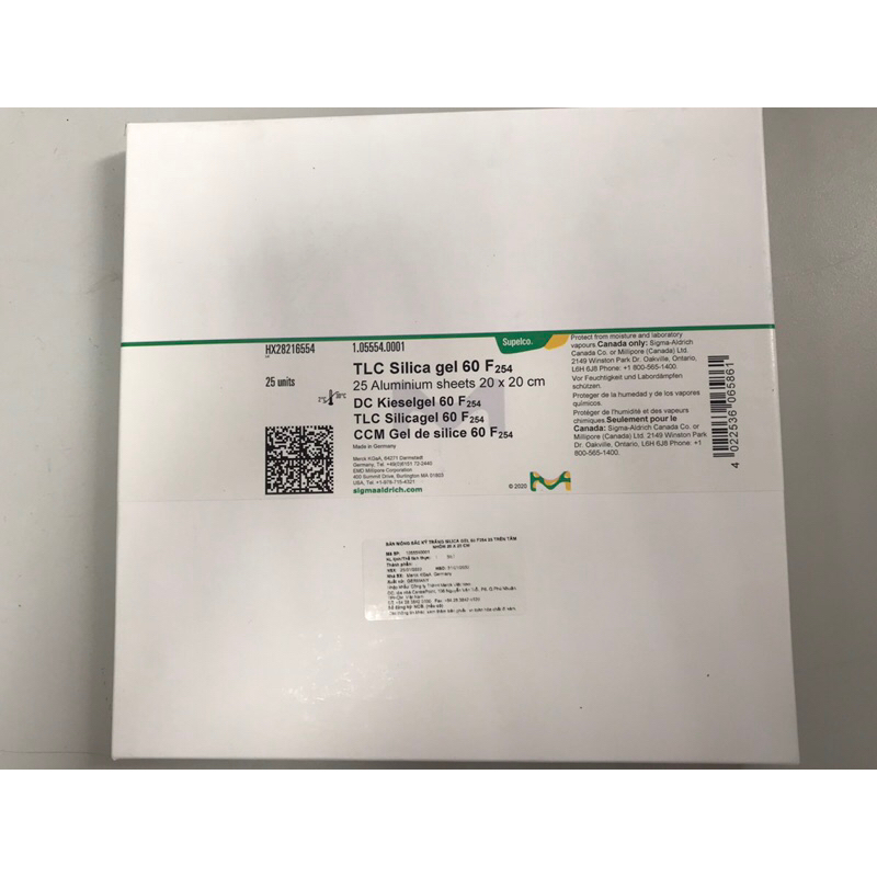 Lẻ 1 tấm Bản mỏng Silicagel TLC Silica gel 60 F₂₅₄ Merck