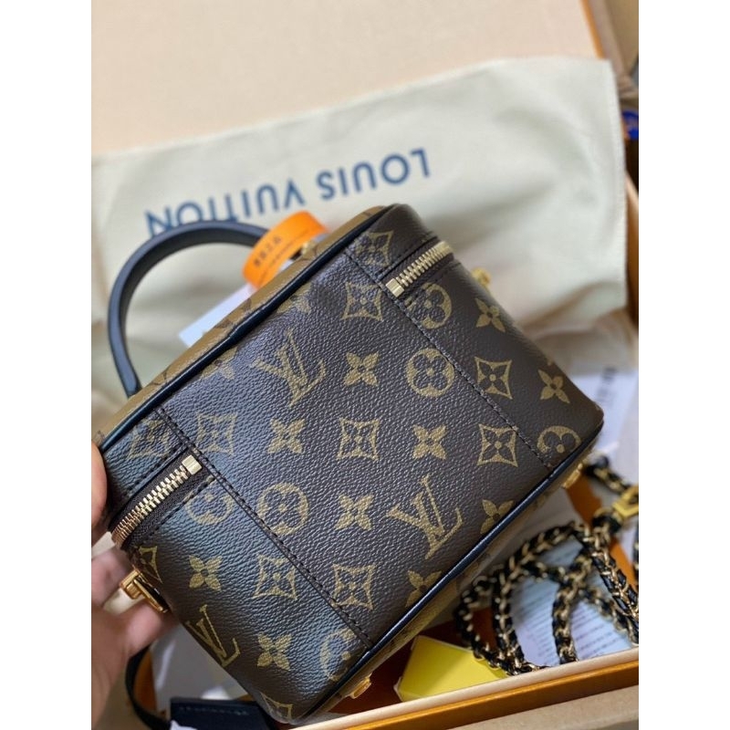 Túi xách nữ cao cấp Eo vì bản chuẩn Vip da thật sz19cm hoa nâu kèm gương nhỏ xinh dã man 2 box xịn sò