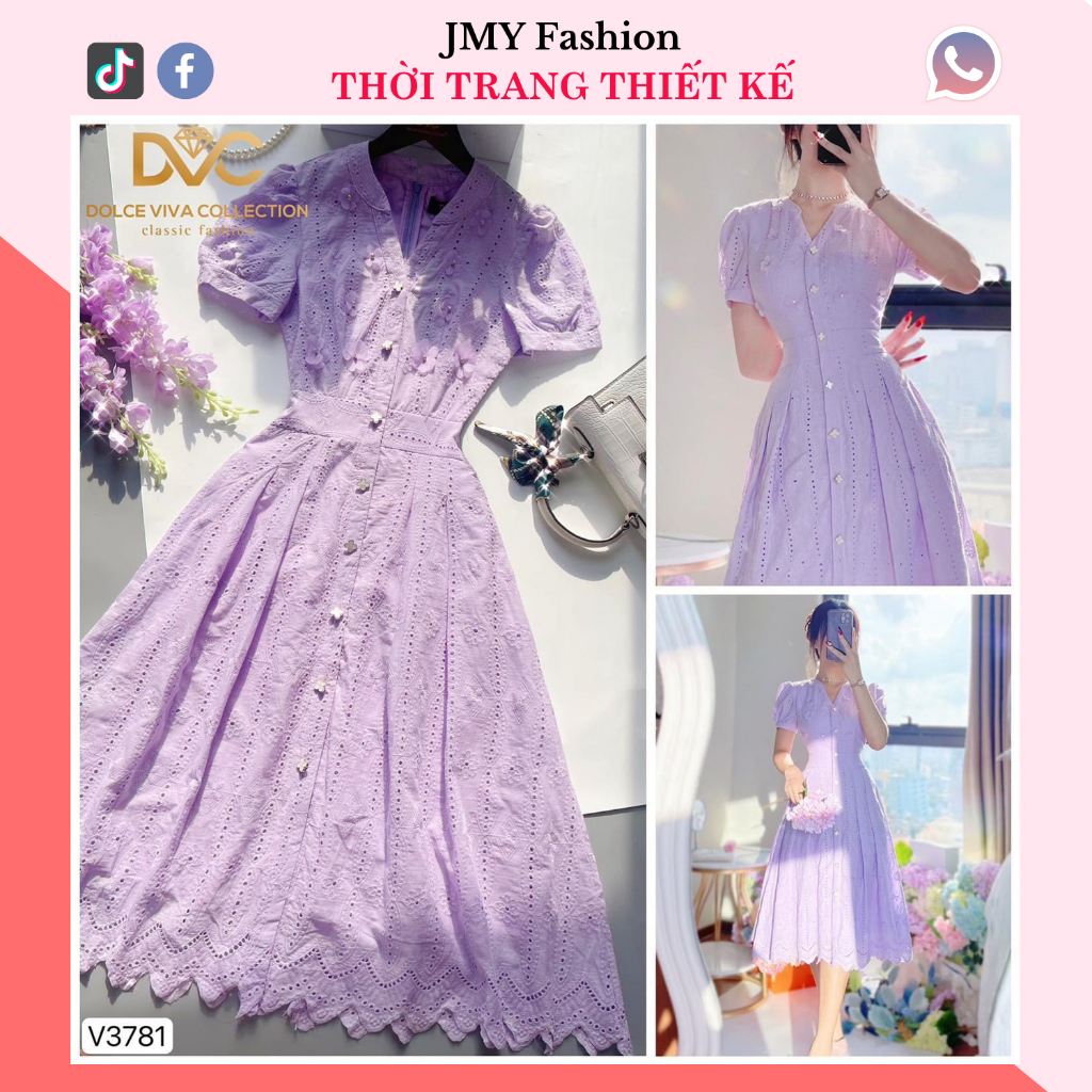 váy đầm tím thêu hoa nhí tiểu thư