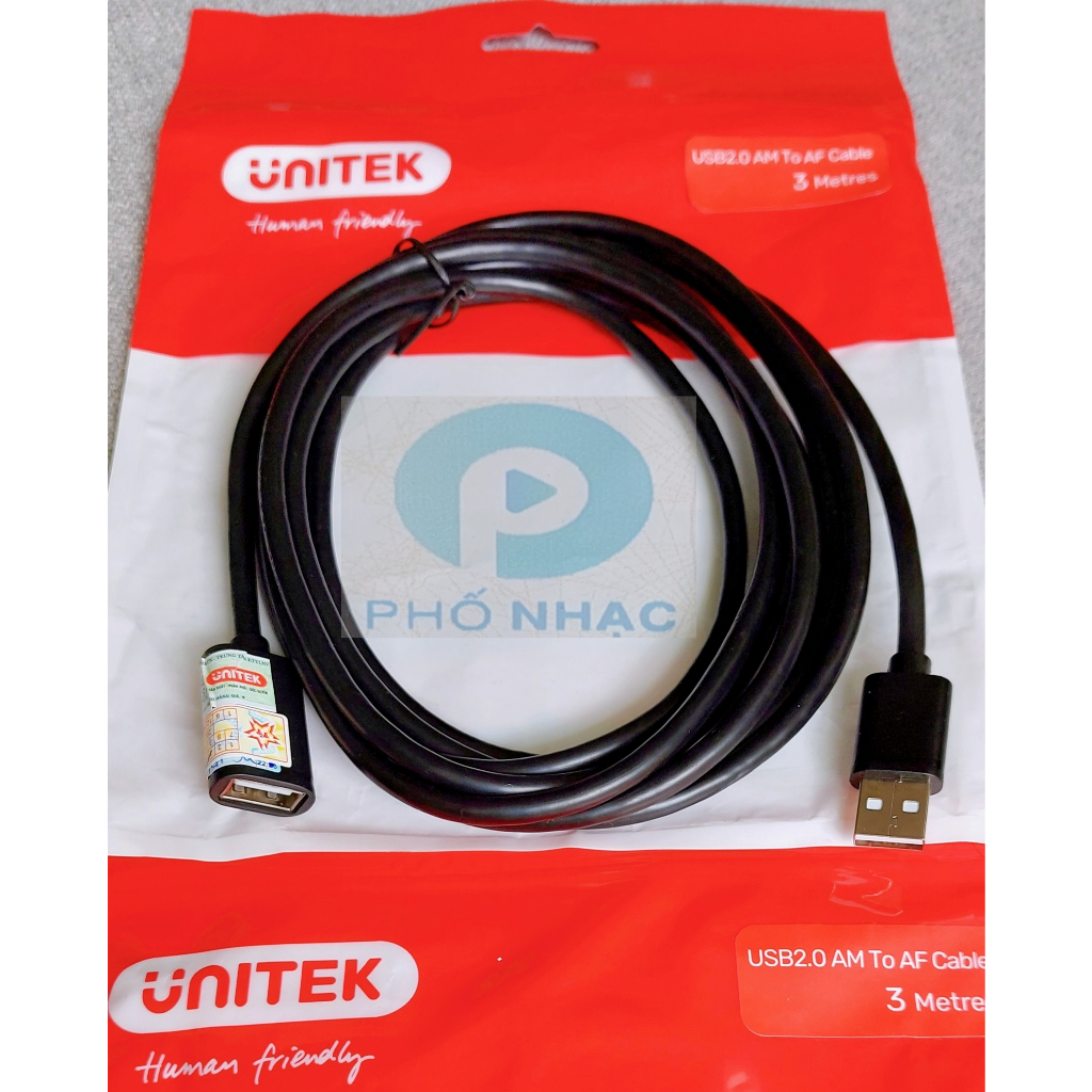 Cáp nối dài USB 3m chuẩn 2.0 UNITEK - Hàng chính hãng - Dây cáp Unitek Y-C417