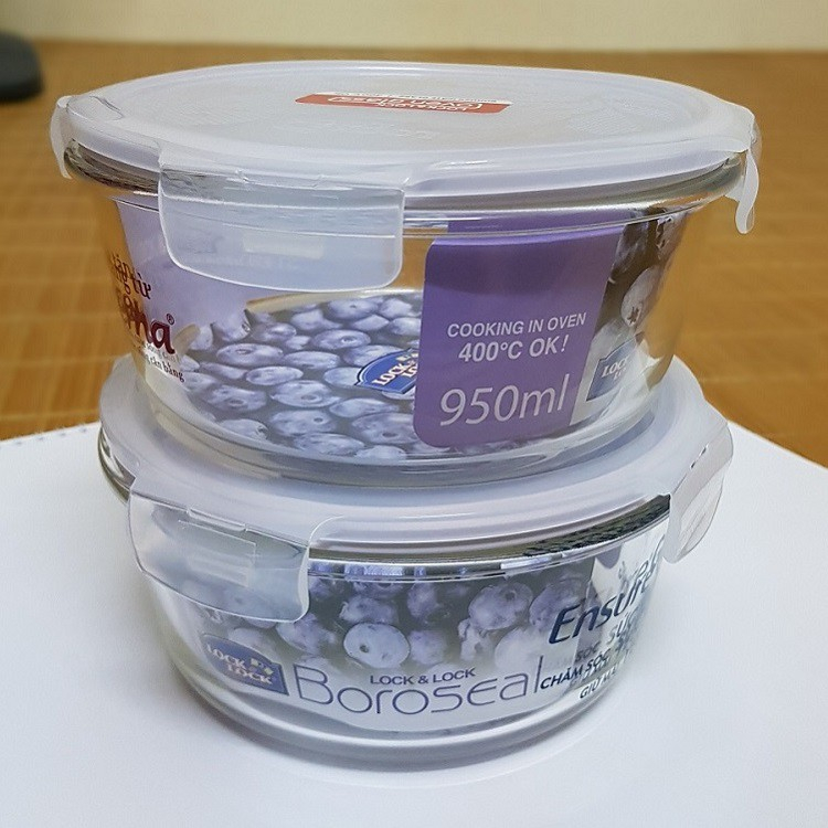 Thố thủy tinh LOCK&amp;LOCK 950 ML Chịu nhiệt -Có nắp đậy kín hơi chống tràn -Dùng được lò vi sóng