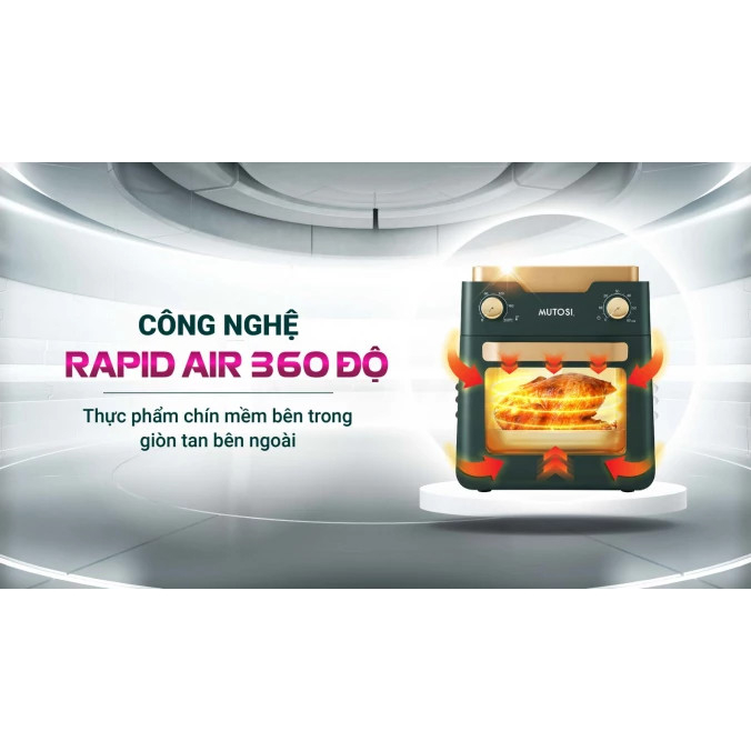 Nồi Chiên Không Dầu Mutosi MF-98C 12L Chiên Nướng Công Suất Lớn Nhanh Chóng Hương Vị Thơm Ngon Hạn Chế Chất Béo
