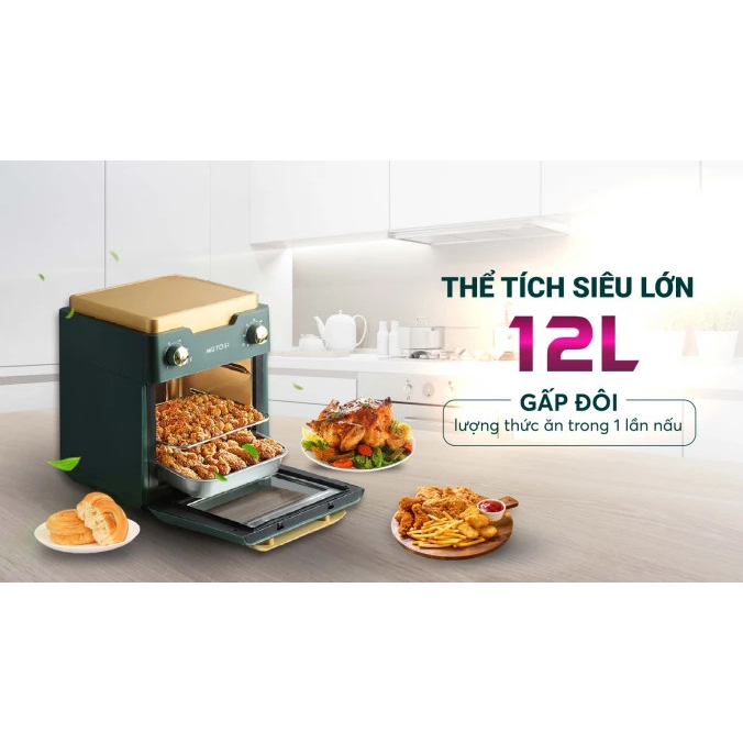 Nồi Chiên Không Dầu Mutosi MF-98C 12L Chiên Nướng Công Suất Lớn Nhanh Chóng Hương Vị Thơm Ngon Hạn Chế Chất Béo