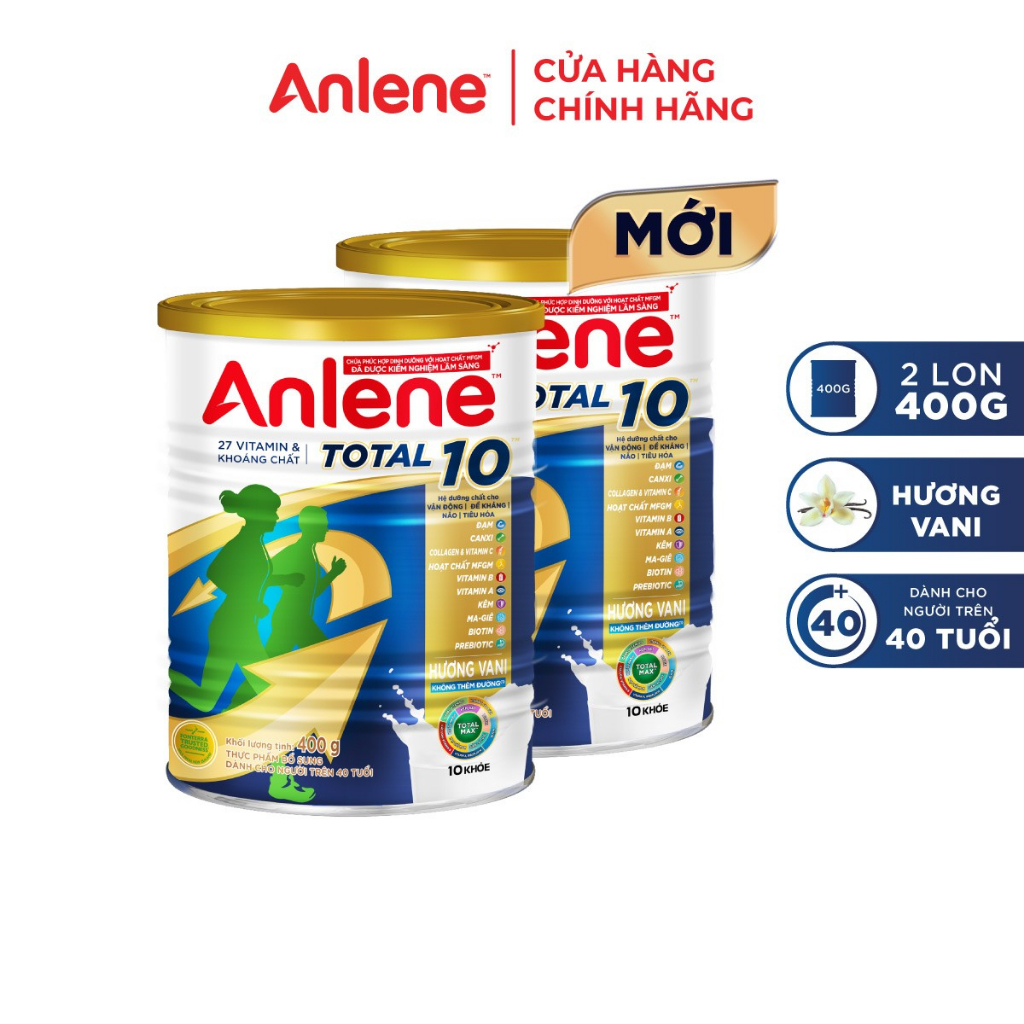 Combo 2 Sữa bột bổ sung dinh dưỡng Anlene TOTAL 10 400g/lon