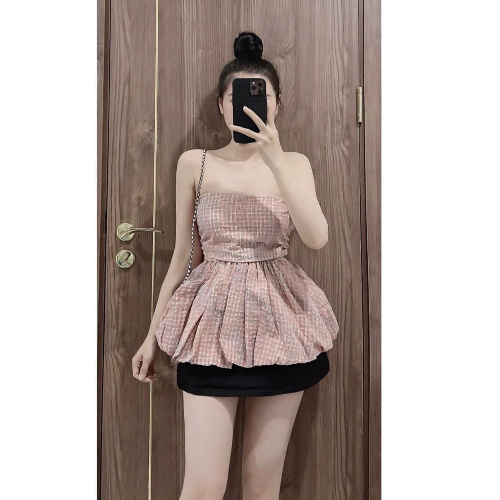 Áo cúp bí hoa bigsize sau lưng nhún thun Thảo minhon 60-90kg