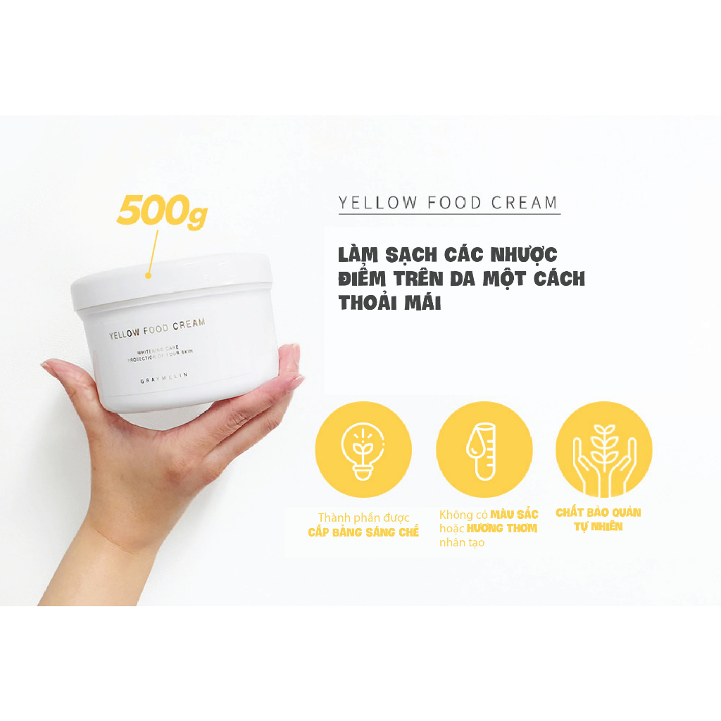 Kem Dưỡng Chiết Xuất Trái Cây Vàng Dưỡng Trắng Da Graymelin Yellow Food Cream 500g