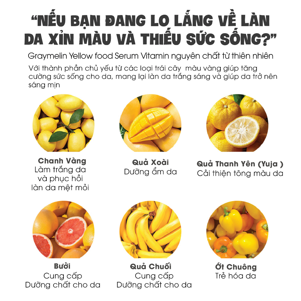 Kem Dưỡng Chiết Xuất Trái Cây Vàng Dưỡng Trắng Da Graymelin Yellow Food Cream 500g