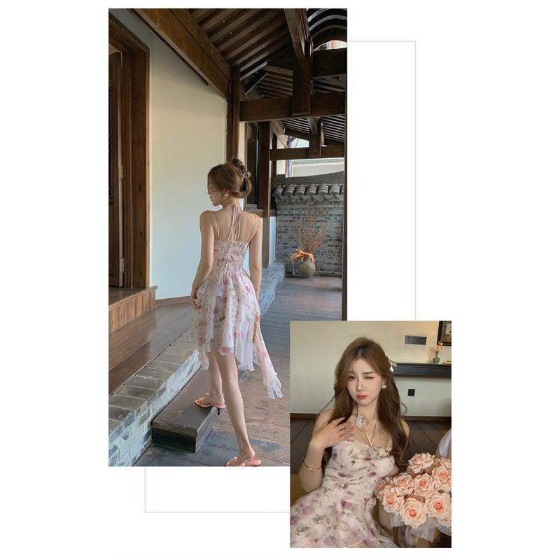 Đầm voan hoa hai dây tầng