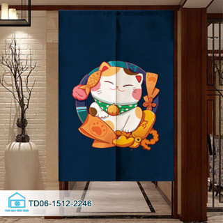 Rèm cửa Noren, Nhật Bản, mèo, núi, mặt trời Tín Phát Decor, trang trí nhà hàng , treo lối đi