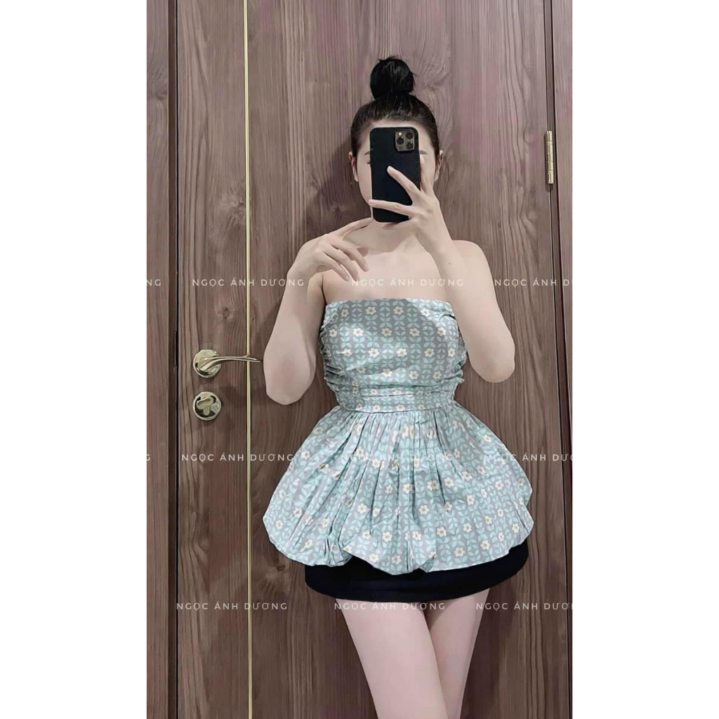 Áo cúp bí hoa bigsize sau lưng nhún thun Thảo minhon 60-90kg