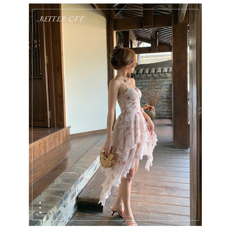 Đầm voan hoa hai dây tầng