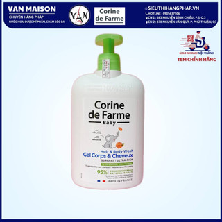 Gel gội và tắm corine de farme dành cho bé da nhạy cảm kể cả bé sơ sinh 500ml  ( mẫu mới )