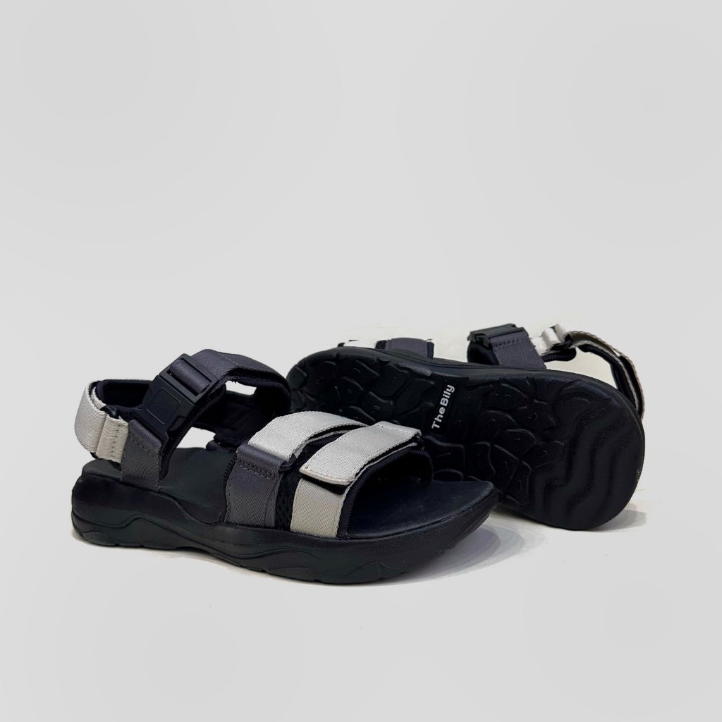 Giày Sandal Nam Nữ Unisex The BiLy  Quai Ngang Dây Dù Đế IP Siêu Êm Nhẹ Màu Xám Trắng-BL05