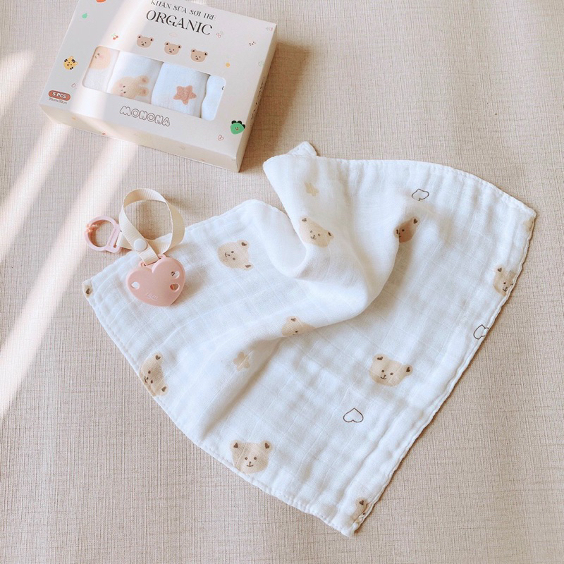 [Monona] Sét 5 khăn sữa 4 lớp Sợi Tre mềm mại không bám bụi vải cho bé chính hãng Monona New 2023