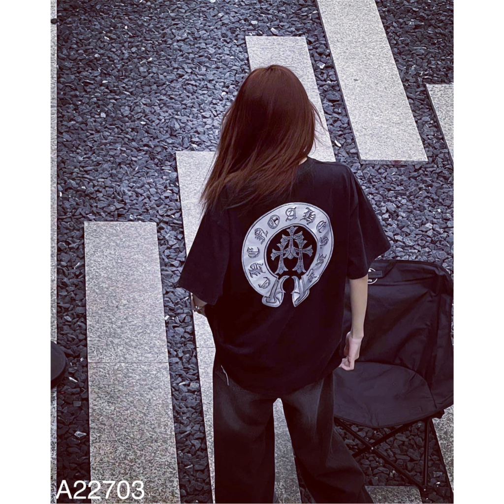 Áo Thun Nam Chrome Chữ Thập Phản Quang Cao Cấp, Áo Phông Nam In Hình Kim Tuyến Sắc Nét