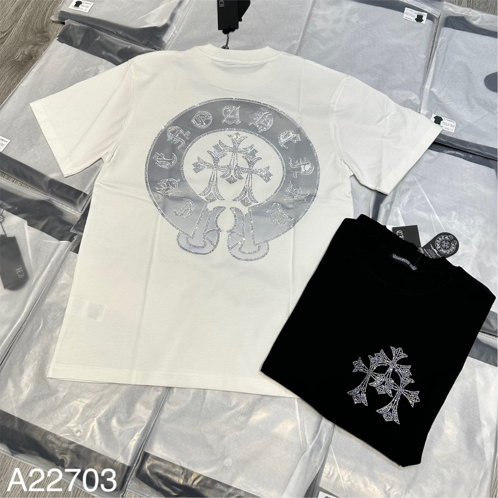 Áo Thun Nam Chrome Chữ Thập Phản Quang Cao Cấp, Áo Phông Nam In Hình Kim Tuyến Sắc Nét