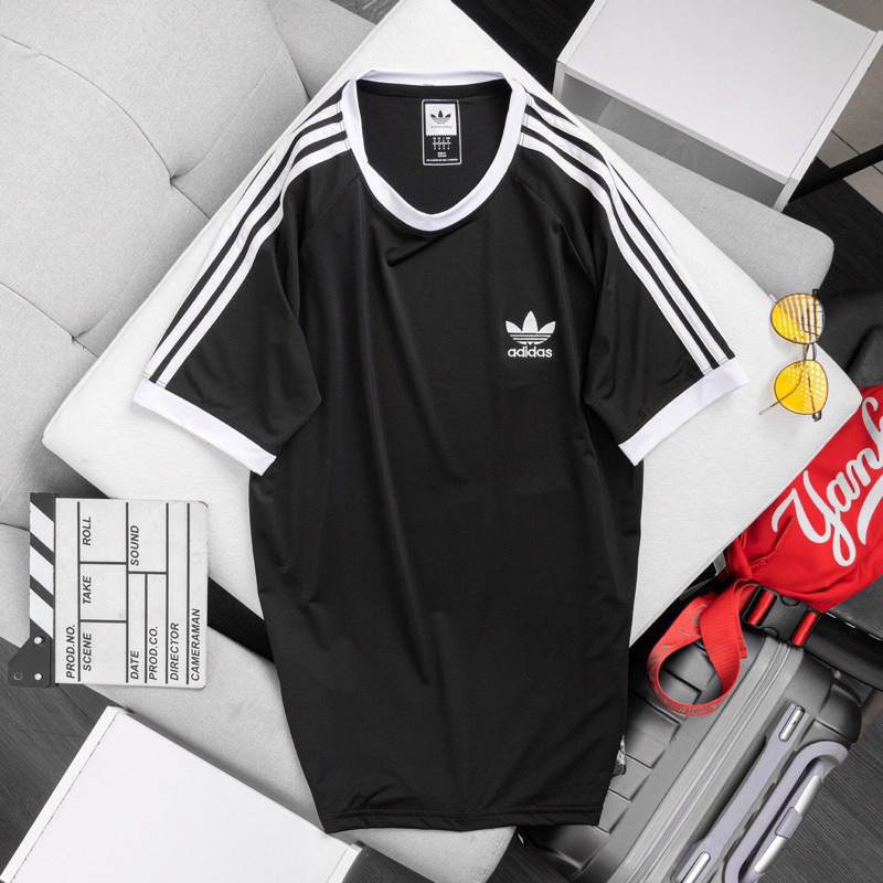 Áo Adidas tay ngắn logo thêu 3 lá trước Ngực