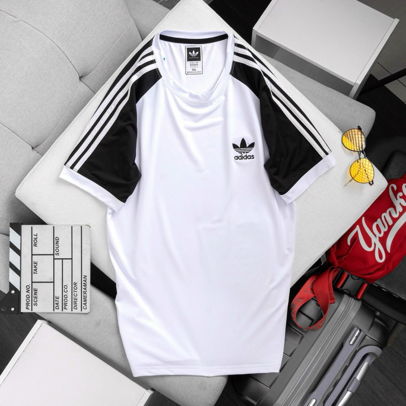 Áo Adidas tay ngắn logo thêu 3 lá trước Ngực