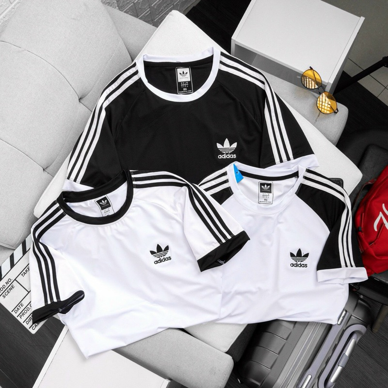 Áo Adidas tay ngắn logo thêu 3 lá trước Ngực