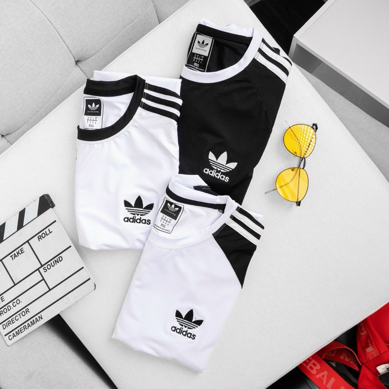 Áo Adidas tay ngắn logo thêu 3 lá trước Ngực