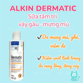 Sữa tắm trị nấm da, viêm da, vảy gàu, mưng mủ cho thú cưng Alkin Dermatic 200ml
