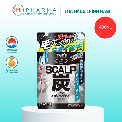 Dầu Gội Than Hoạt Tính Chăm Sóc Da Dầu Dành Cho Nam Softymo Kose Nhật Bản Gói Refill 400ml