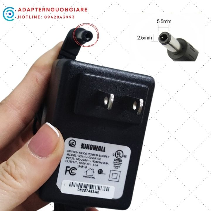 Adapter nguồn 10V 1000mA AC 1A AS110100BA100 chính hãng Kingwall AS110-100-BA100