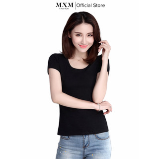 Áo thun nữ trơn cổ tròn MXM form ôm body mặc tôn dáng mã ANU059