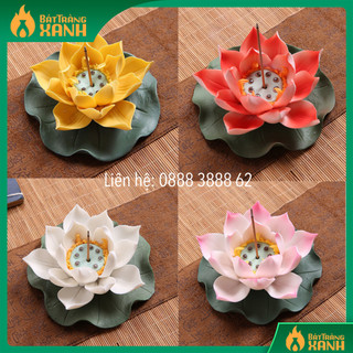 Hoa sen sứ thả bát hoa - đế sen sứ cắm nhang - sen sứ đốt trầm thả bát minh đường tụ thủy - hoa sen gốm sứ