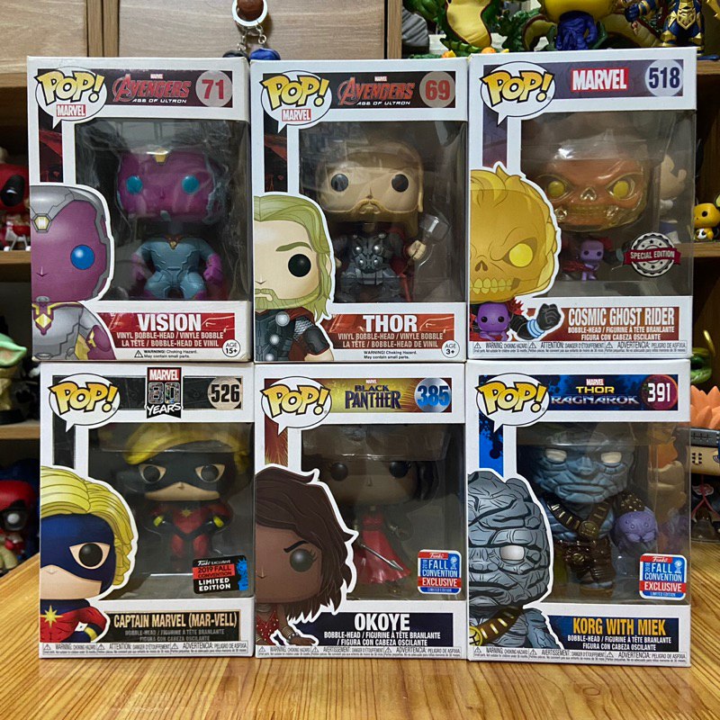 Mô hình Funko Marvel - Vision / Thor / Ghost Rider / Korg / Okoye / Captain Marvel