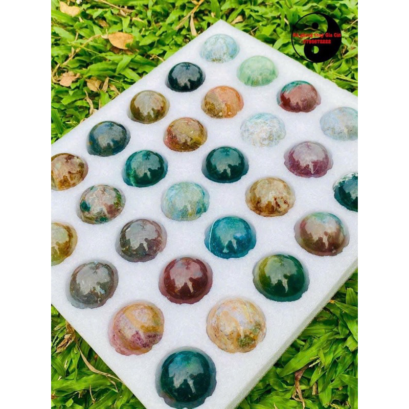 Bi cầu đá mã nao đa sắc 4 cm quả cầu phong thuỷ kiểm định