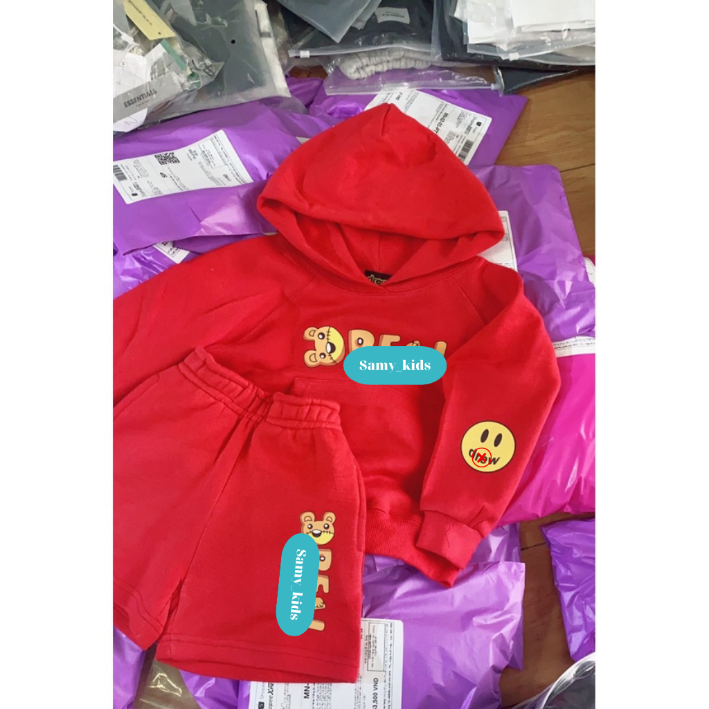 Set bộ áo có mũ trẻ em màu đỏ new cho bé trai,gái (10-30kg), Samy_vn