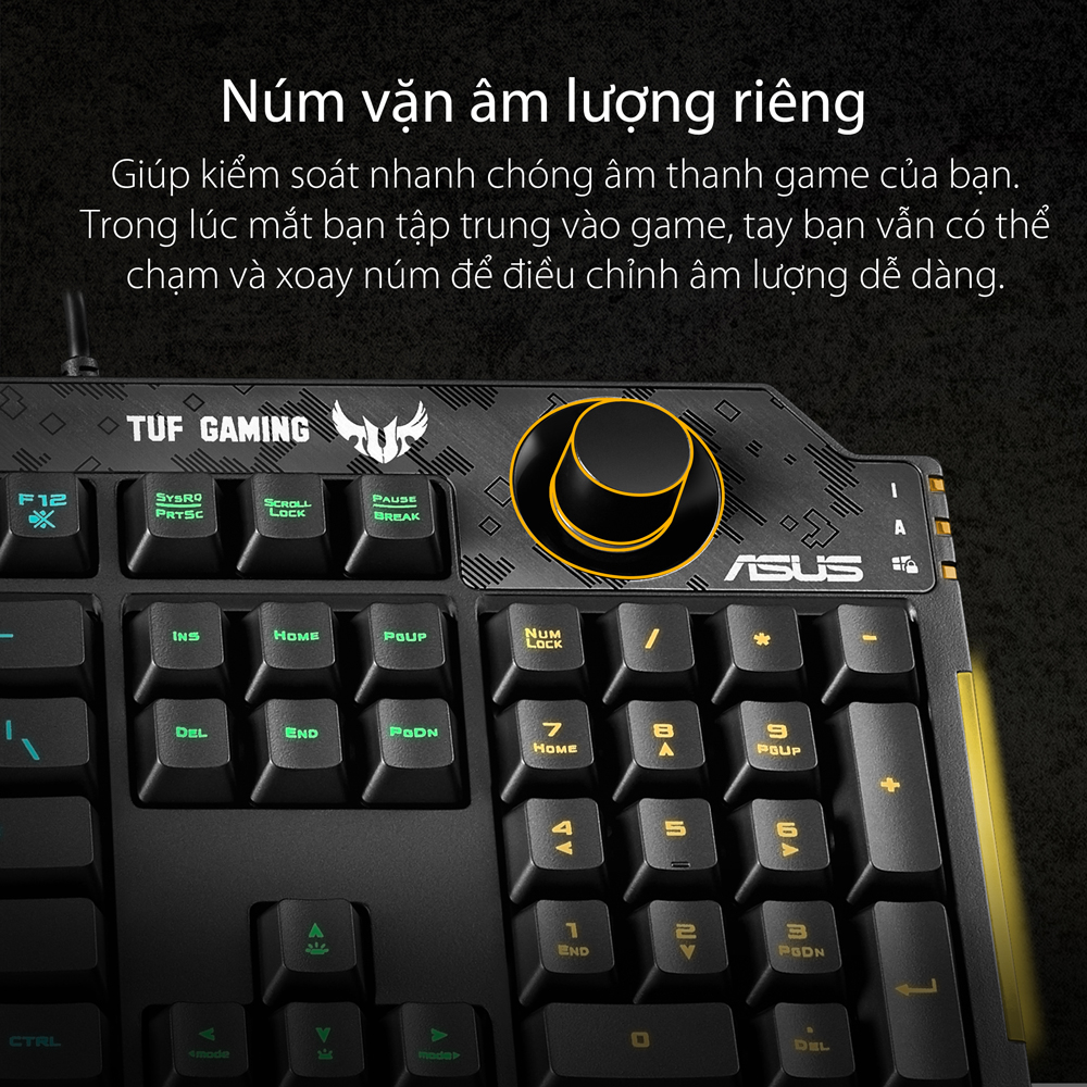 Bàn Phím Chơi Game Asus TUF Gaming K1 Chống Nước Tràn RGB - Hàng Chính Hãng