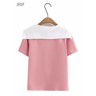 Áo kiểu BIGSIZE cổ phối trắng 17117