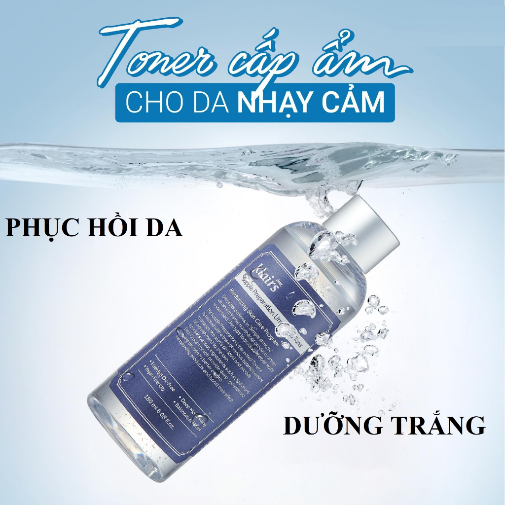 Toner Klairs dưỡng ẩm làm dịu da phục hồi da giảm sưng mụn 180ml .❤