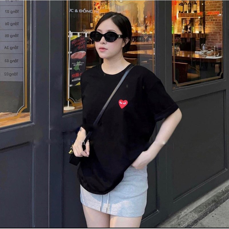 Áo Thun Play Heart CHÍNH HÃNG, Áo Phông Unisex Tay Ngắn,Hottrend, Áo Thêu Trái Tim, Đơn Giản Dễ Phối Đồ KÈM ẢNH THẬT